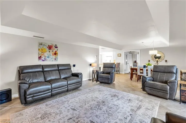 Living room with a raised ceiling