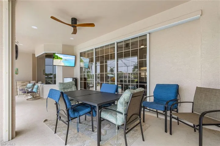Miami /Dade accordion shutters on lanai& Aquarium window in breakfast area off kitchen.