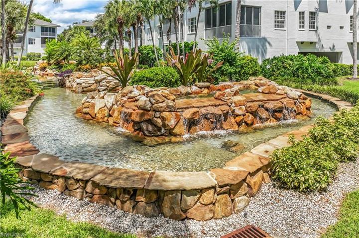 Water feature behind the home