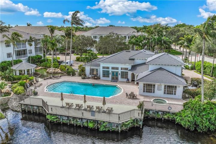 Aerial view of Breakwater at Pelican Bay overlooking clubhouse and amenities