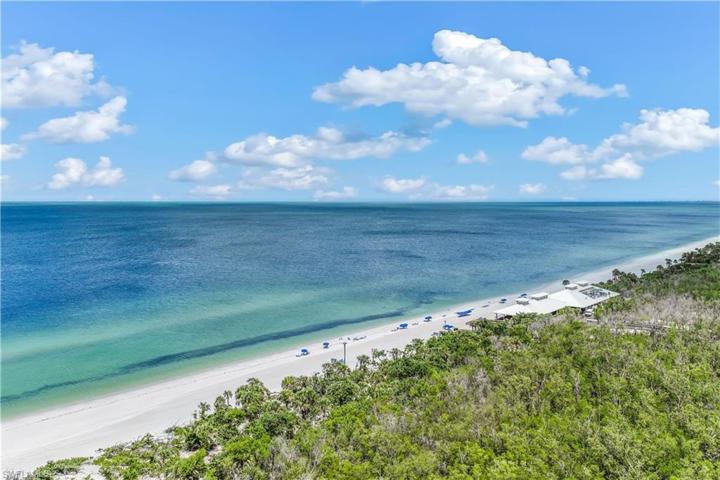 Aerial View of the Pelican Bay beach area and community building on the Gulf of Mexico