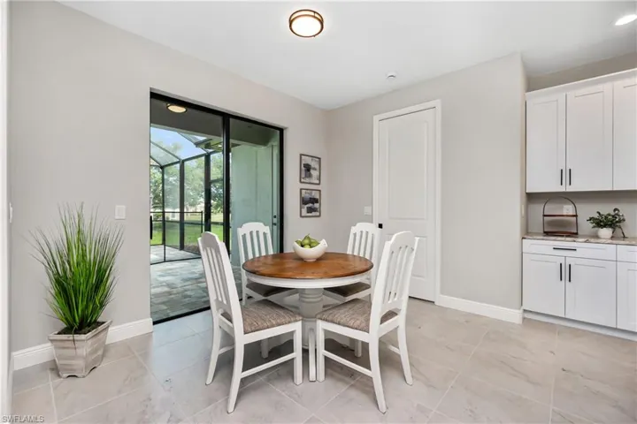 View of tiled dining area