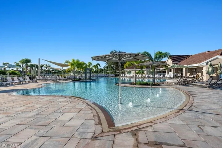 Community pool featuring a patio area