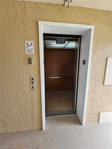 View of exterior entry with elevator