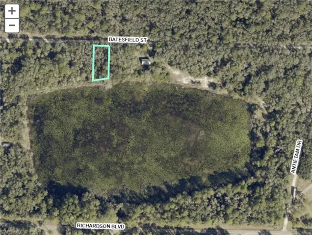 Aerial Map. Displaying the property's boundaries and surrounding geographical features