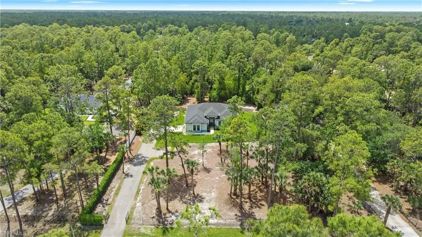 This property is surrounded by dense, mature trees, providing a private and natural setting