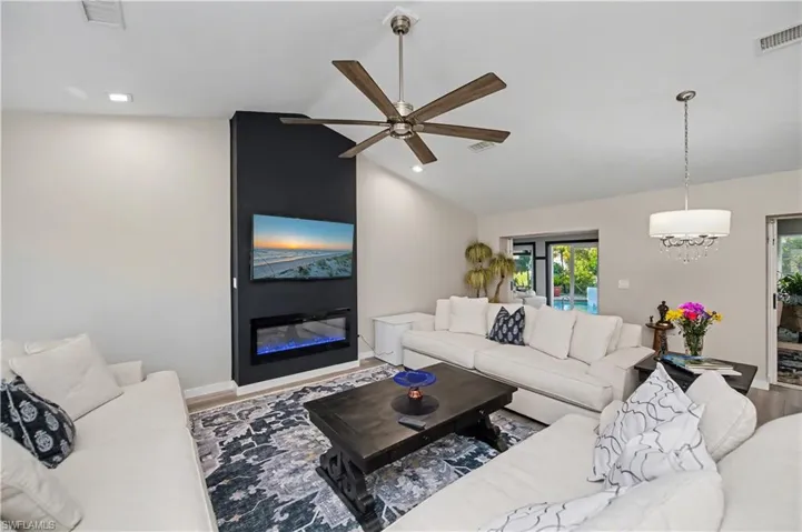 Great room featuring fireplace