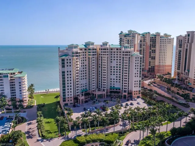 Aerial view of a nearby body of water