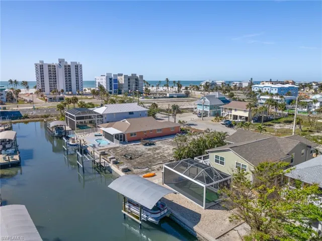 Aerial view of a nearby body of water