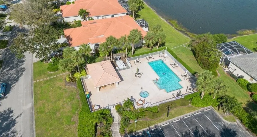 Bird's eye view with Colonial Links pool near villa
