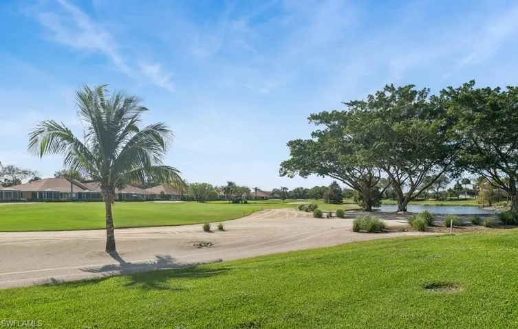 Golf course featuring a water view and landscaping