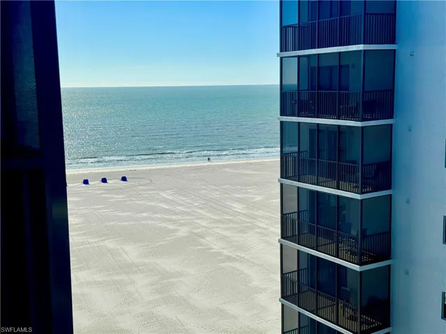 Gulf view featuring the beach from living room window