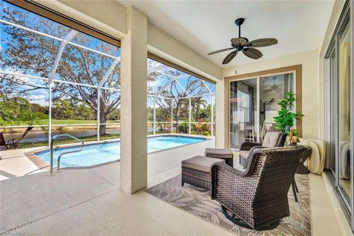 Relax and unwind by the pool on the expansive lanai, the perfect spot for enjoying the Florida lifestyle.