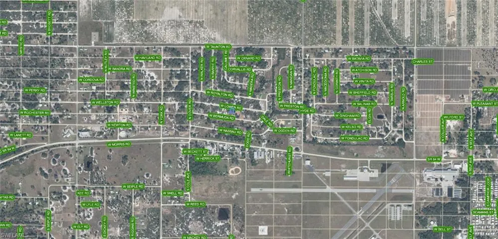 Aerial Survey Map. Illustrating the spatial arrangement of roads and land parcels in the property's vicinity
