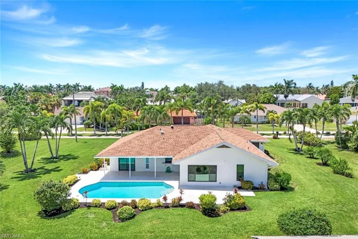 Aerial view of the back of the home.