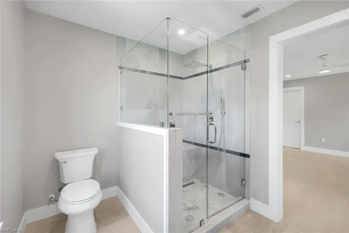 Primary bath has been elegantly updated.