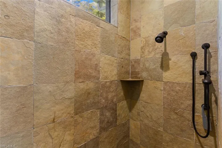 Bathroom view of tiled shower