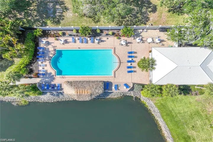 Aerial view of a pool