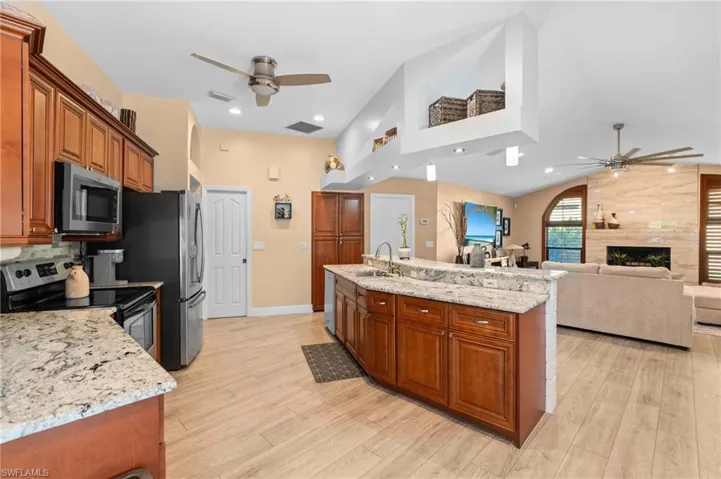 Kitchen Island opns to Living Room.