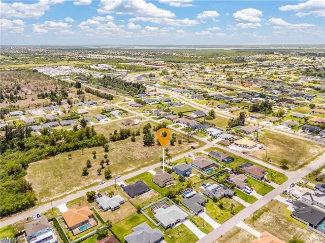 Aerial perspective showcasing a zone where Cape Coral Grove is being built