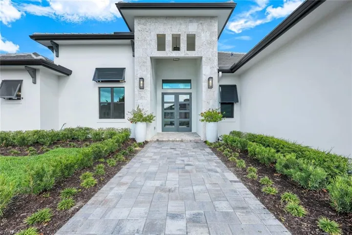 View of exterior entry with french doors