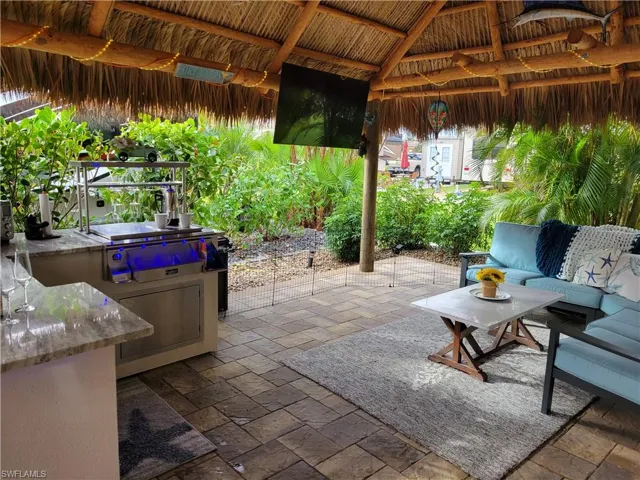 View of patio / terrace featuring a gazebo and outdoor lounge area