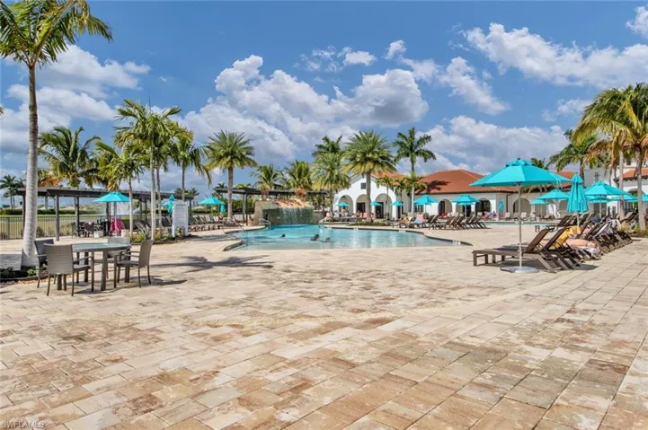 View of swimming pool with a patio