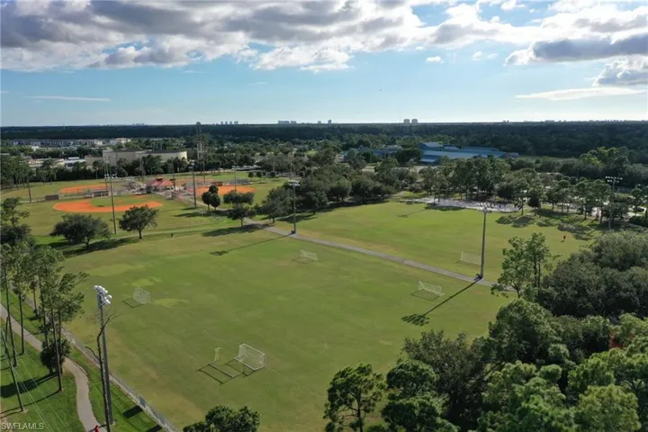 Drone / aerial view of a tree filled landscape