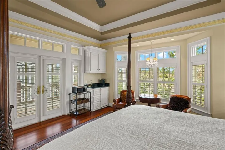 Guest house bedroom with morning kitchen