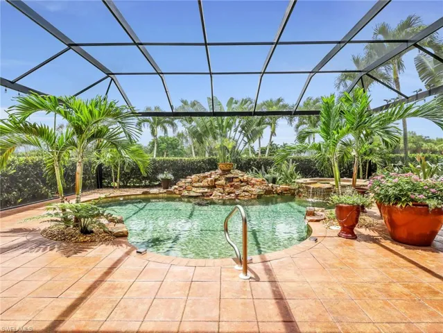 Large Pool area with Waterfall and Spa gas heated pool