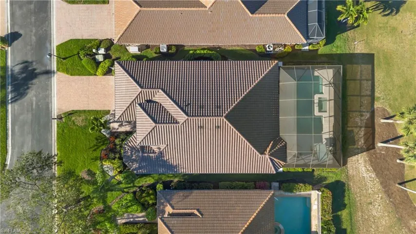Drone / aerial view of a pool area
