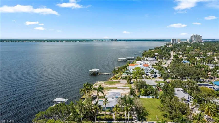 Drone / aerial view of a nearby body of water