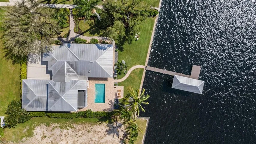Aerial view of a pool area