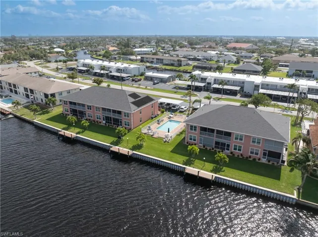 Bird's eye view with a residential view and a water view