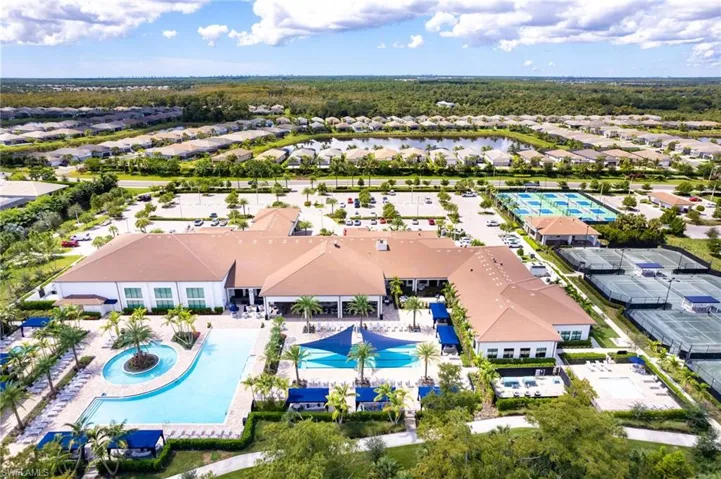 Bird's eye view of a pool area