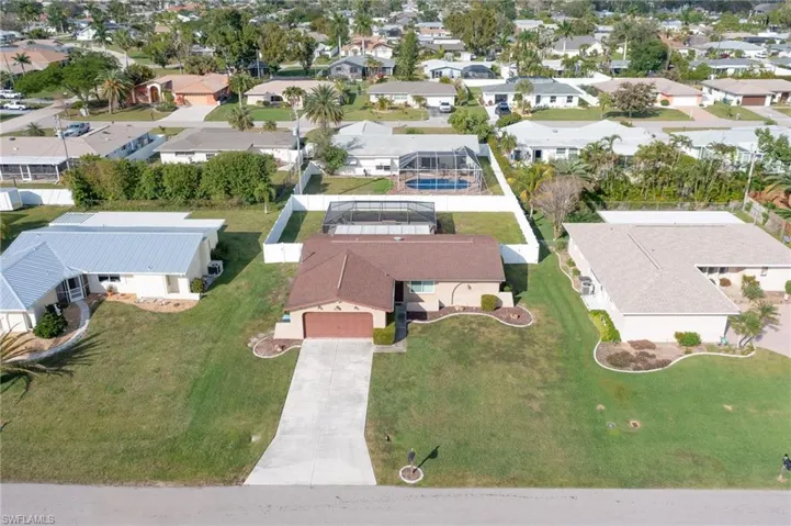 Aerial perspective of suburban area