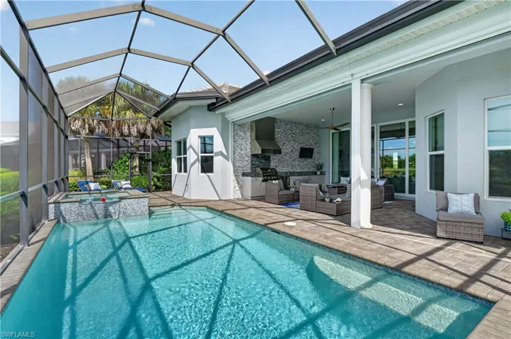 Roll down screens protect the covered area of the lanai.