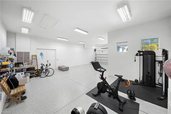 Workout room featuring electric panel