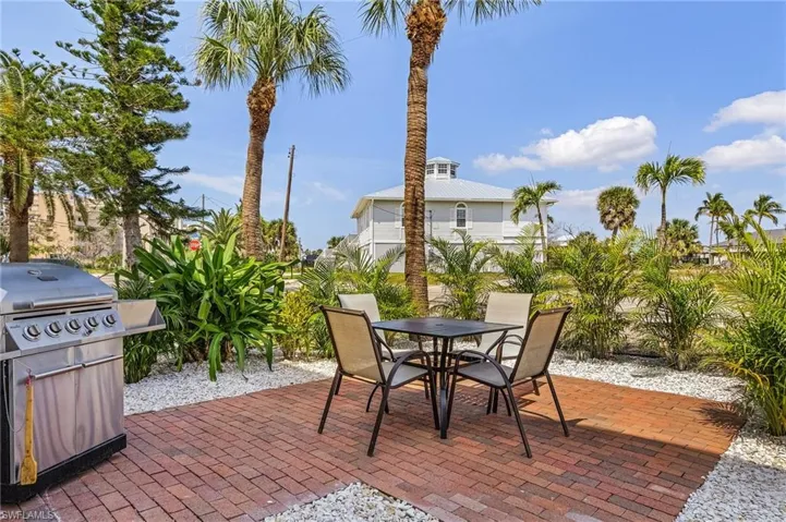 BBQ area with stone pavers