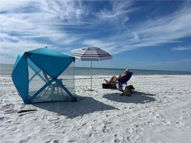 Directly across Estero Blvd from the Beach