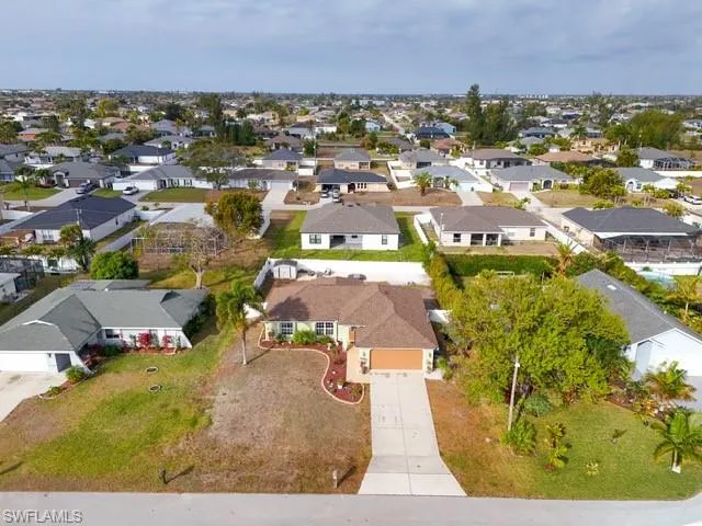 Aerial perspective of suburban area