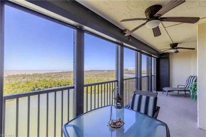 Sunroom featuring a water view