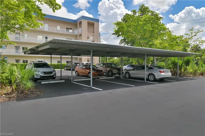 View of covered parking lot