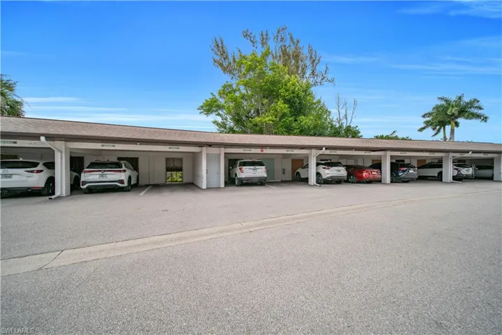 View of covered parking lot