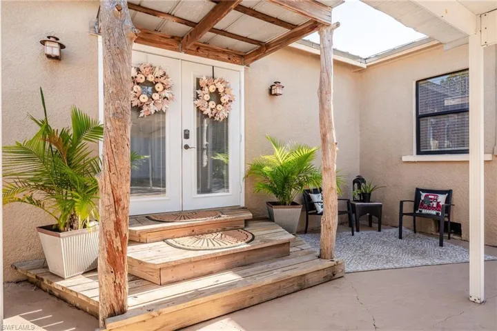 Side Entry and patio area
