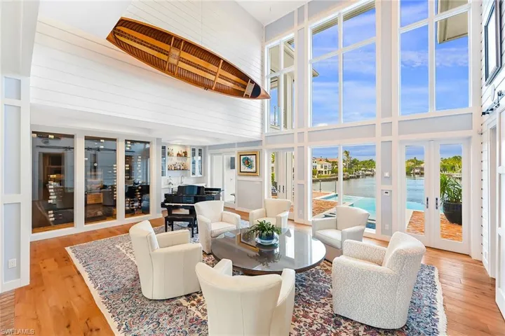 Living Room with a Grand Piano and long water views...