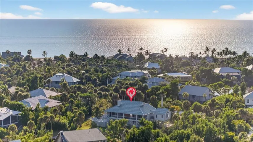 Bird's eye view of a nearby body of water