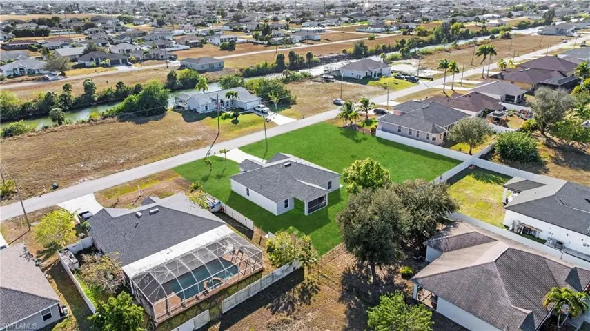 Aerial perspective of suburban area