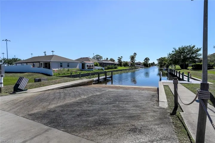 Concrete boat ramp just yards away providing canal access