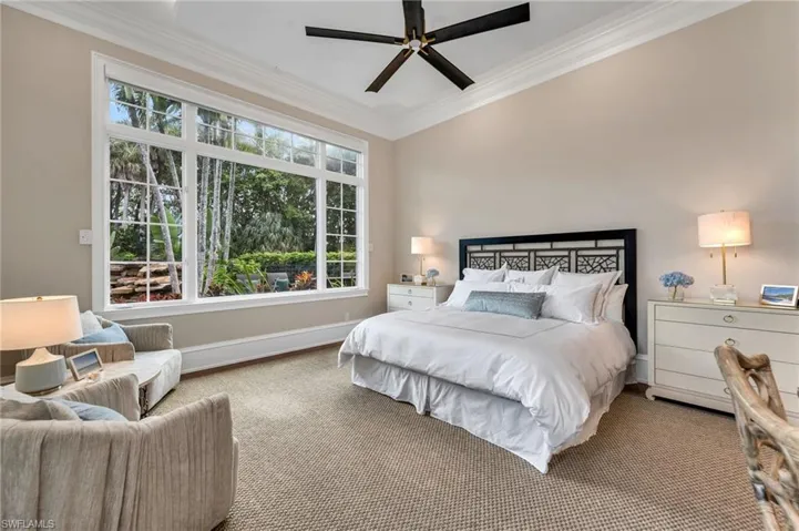 One can see the spa with cascading waterfall and the secluded sitting area just outside the large, picture window.